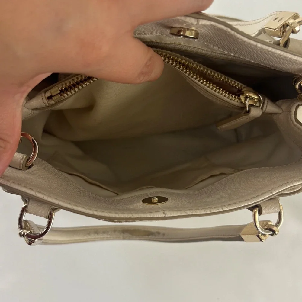 Coach Minetta Ivory Crossgrain Leather Satchel Crossbody Bag F34607